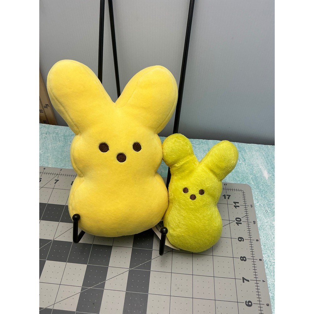 Peeps Yellow Bunny Plush Set of 2 Easter Stuffed Animals Large and Small